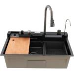 Mixxus Многофункционална мивка MIXXUS MH7546-SET-06 Nano Black (PVD) 750×460×220 мм (17126) Мивка за вграждане