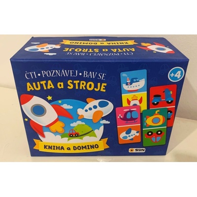 Kniha a Domino Auta a stroje - čti, poznávej, bav se!