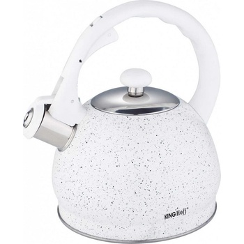 Kinghoff Електрическа кана с сигнал, бял гранитен десен, 2 л (KH-1404)