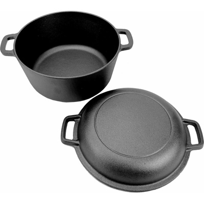 ALLGRILL Litinový hrnec a pánev 20 cm 2v1 se 2 uchy PWI 4620 kruhový