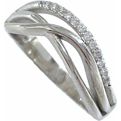 Infinitysilver Stříbrný prsten zirkonová vlnka OR114354