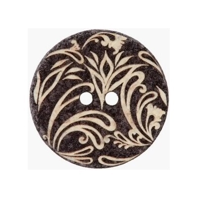 Bavlnený recyklovaný gombík s ornamentom UNION KNOPF (rôzne farby) Farba: antracitová, Priemer: 18 mm