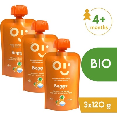 Beggs BIO Smoothie s jogurtem a tropickým ovocem 3 x 120 g