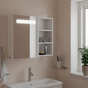 vidaXL Огледален шкаф за баня с LED светлина бял 60x13x52 см (357969)