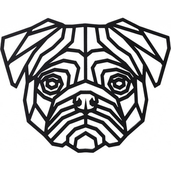 ČistéDřevo geometrický obraz - Mops 30 cm