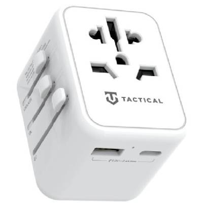 PTP универсален адаптер за пътуване с USB-C / USB-A портове и прибиращи се щепсели - 12W - бял (80249)