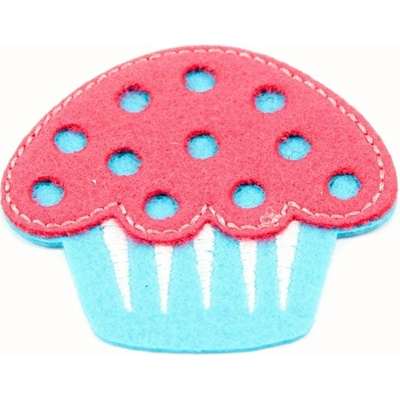 Nažehľovací záplata - Cupcake - tyrkysová, žltá - priemer 5 cm Cupcake - tyrkysová