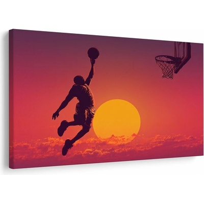 Obraz basketbalista ve zlatém západu - 120x80