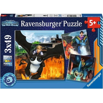 Ravensburger - Puzzle 3x49 How To Train Your Dragon: Nine Kingdoms - 40 - 99 piese