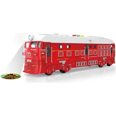 Wiky Влак с маховик с ефекти и проекция червен 33 см