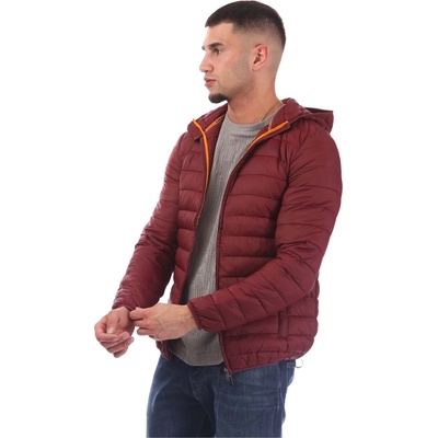 AQUASCUTUM Яке AQUASCUTUM Men's Hooded Hip Length Long Sleeve Medium Puffer Jacket - Bordeaux