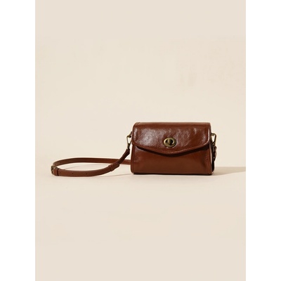 Dámska kožená crossbody kabelka cez rameno hnedá