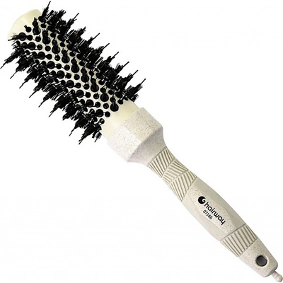 Hairway Organica okrúhla fúkacia kefa z organického materiálu s tromi typmi štetín krémová 07166 34 mm