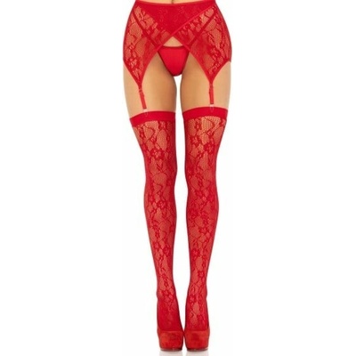 Leg Avenue Lace Thigh Highs & Garterbelt 1608 Red