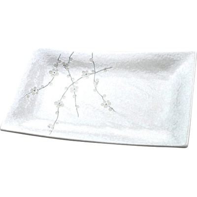 MIJ Servírovací talíř WHITE BLOSSOM 33 x 19 cm obdélník
