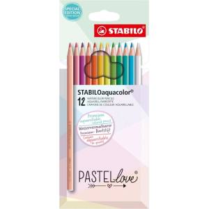 STABILO Комплект акварелни моливи, Stabilo, Aquacolor Pastellove, ST1612/7, 12 цвята (ST1612/7)