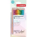 STABILO Комплект акварелни моливи, Stabilo, Aquacolor Pastellove, ST1612/7, 12 цвята (ST1612/7)
