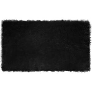 Pure Line Home Килим tafalla с дълъг косъм, имитация на вълна, с анти-слип основа, Черен