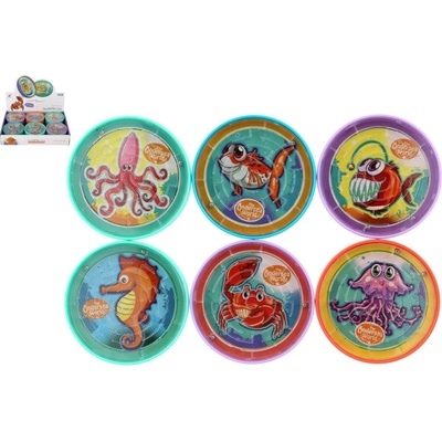 Teddies Bludiště hlavolam s kuličkou hvězda plast 9cm 4 barvy 24ks v boxu