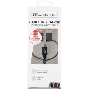 T'nB Кабел 3 в 1 Lightning, с micro USB и USB type C, 1.5 m (CBLIGHT3IN1)
