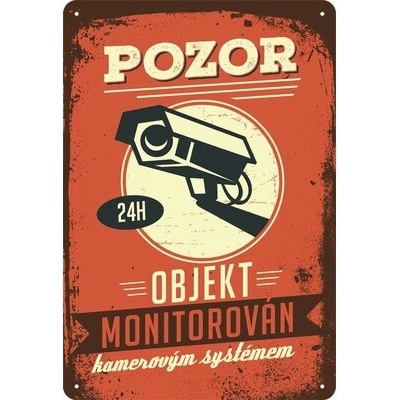 Plechová ceduľa "Objekt monitorovaný" 20x30 cm (CZ text)