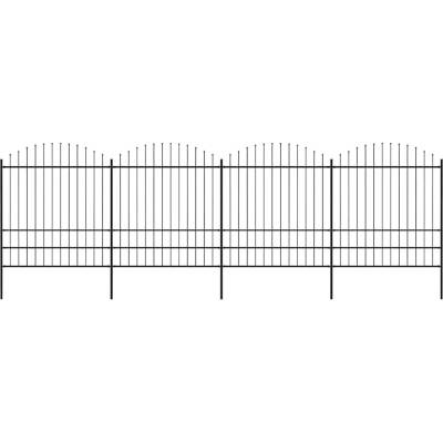 OMAXI Zahradní plot s kopím nahoře ocelový 671 x 200 cm černý 714806