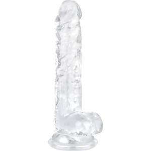 EasyToys - дилдо с тестиси - 17см - прозрачен