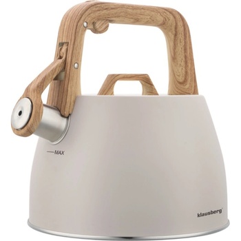 KLAUSBERG Свирещ чайник Klausberg KB 7917, 2.5 л, Топлоизолирана дръжка, Индукция, Бежов (9999KB7917)