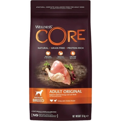 Wellness Core Adult Original pro dospělé psy středních plemen krůta 1,8 kg