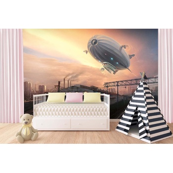 DIMEX ART s. r. o Самозалепваща се флизелинова фототапета научнофантастичен дирижабъл 375 x 250 см