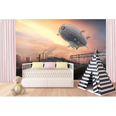 DIMEX ART Самозалепваща се флизелинова фототапета научнофантастичен дирижабъл 375 x 250 см