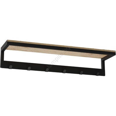 Luminex Стенна закачалка за кърпа с рафт 10х60 см черна (lu9862)