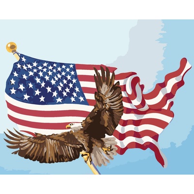 ZUTY Malování podle čísel OREL NA STOŽÁRU VLAJKY USA D RUSTY RUST Rozměr 80 x 100 cm Rámování bez rámu a bez vypnutí plátna
