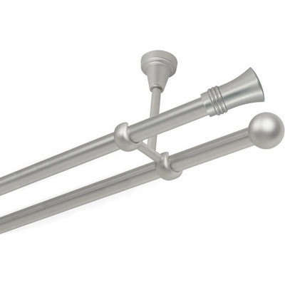 OK-GarnýžeCZ Garnýž kovová dvouřadá 19mm Capri satina 160 cm do stropu / na tunýlek - bez kroužků