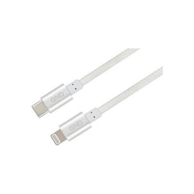 GND USBC8P100MM02 USB-C / Lightning, MFI, opletený, 1m, bílý