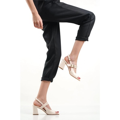 Mevese Дамски сандали с висок ток - Светлобежови #384840 (384840_Бежов)