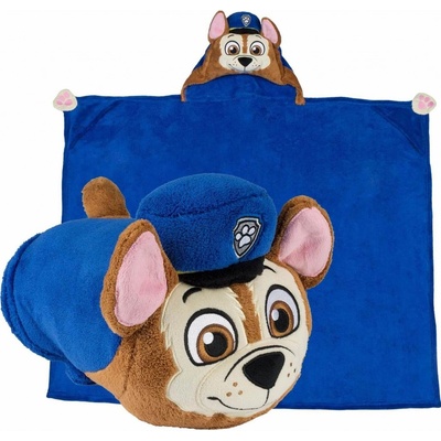 Carbotex Dětská chlapecká deka s kapucí Tlapková patrola Paw Patrol motiv Chase Coral fleece modrá