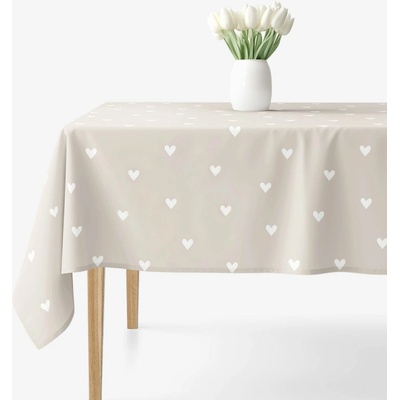 Goldea hranatý ubrus 100% bavlněné plátno srdíčka na latte 80x80 cm