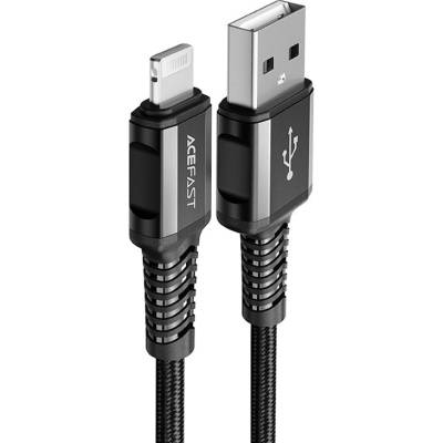 ACEFAST Кабел Acefast C1-02, MFI, USB към Lightning, 1.2 m, 2.4A, черен (C1-02-A-L black)