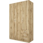 Bogdan Furniture I Трикрилен гардероб Mod 1028 с чекмеджета, Дъб артисан