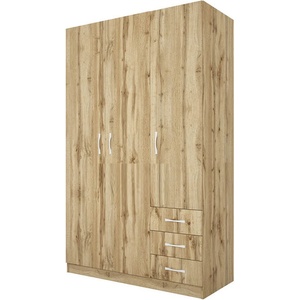 Bogdan Furniture I Трикрилен гардероб Mod 1028 с чекмеджета, Дъб артисан