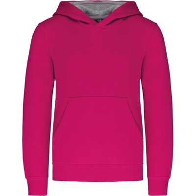 Kariban K453 detská kontrastná mikina s kapucňou fuchsia/fine grey