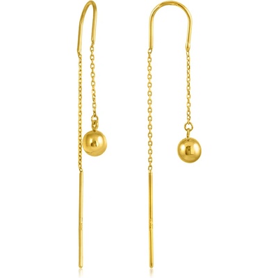 Gemmax Zlaté náušnice s řetízkem Kuličky 585/1000 GLEYN-29311