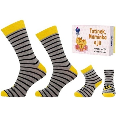 TATÍNEK A JÁ kojenecké a dospělé ponožky NOVIA v dárkové krabičce včela 1 krabička