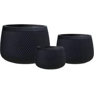  Глинена кашпа 30189 Black wash, 53, 5 × 53, 5 × 37 см, черна