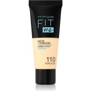 Maybelline new york Fit Me! Matte+Poreless матиращ фон дьо тен за нормална към мазна кожа цвят 110 Porcelain 30ml