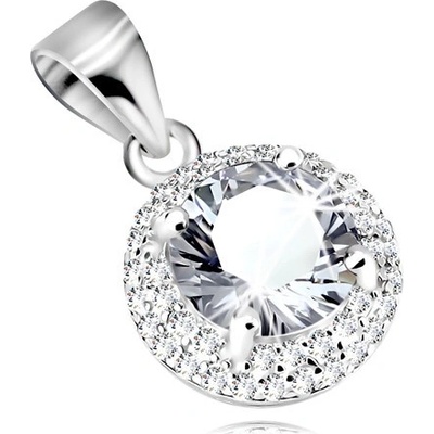 Šperky eshop Stříbrný 925 přívěsek kulatý zirkon čiré barvy třpytivý zirkonový lem R24.06