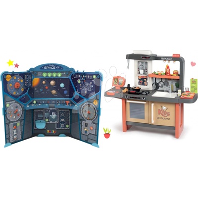 Smoby Set reštaurácia s elektronickou kuchynkou Kids Restaurant a náučná hra Vesmír a planéty na obežnej dráhe