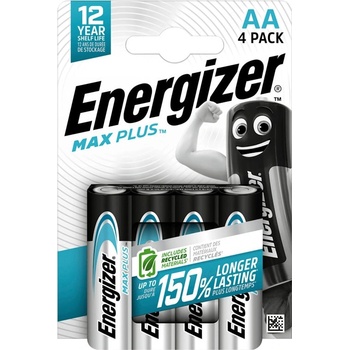 Energizer Батерии алкални Energizer MAX Plus, AA, LR6, 1.5V, 4бр. в опаковка