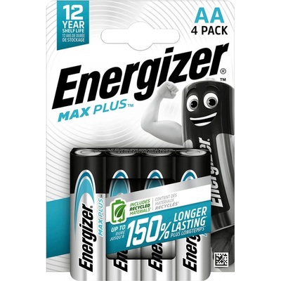Energizer Батерии алкални Energizer MAX Plus, AA, LR6, 1.5V, 4бр. в опаковка